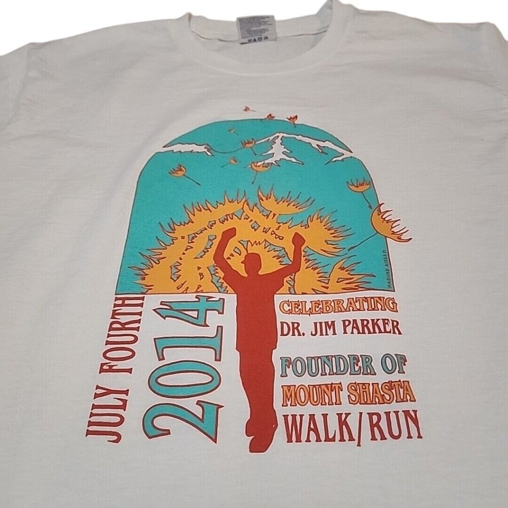 July Fourth 2014 Dr. Jim Parker Walk/Run White T-Shirt Adult L By Port & Company